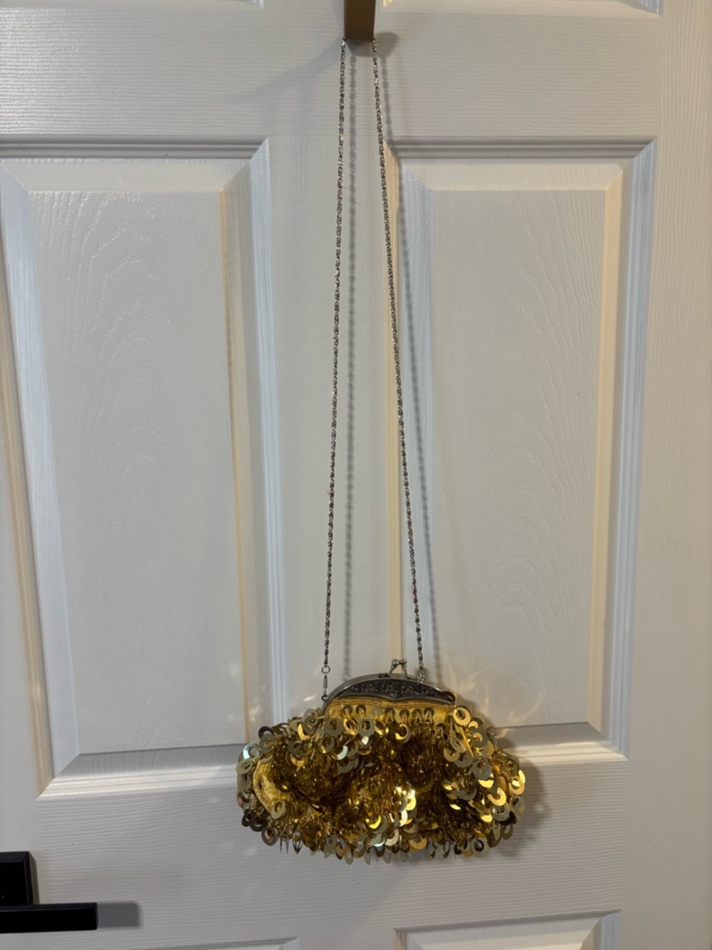 Gold Sequin Evening Crossbody Bag